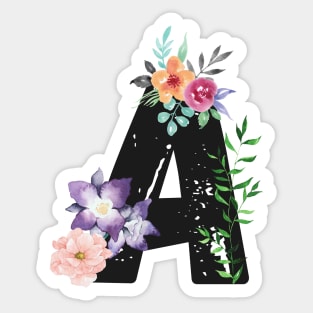 Letter A - Botanical English Alphabet, Name Initial Sticker